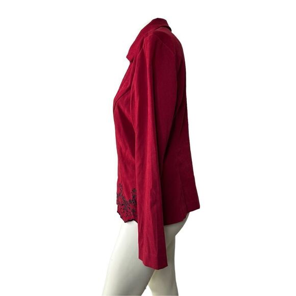 Studio I Women's Burgundy Red Zip-Up Collared Long-Sleeve Jacket Size Large - Picture 4 of 12